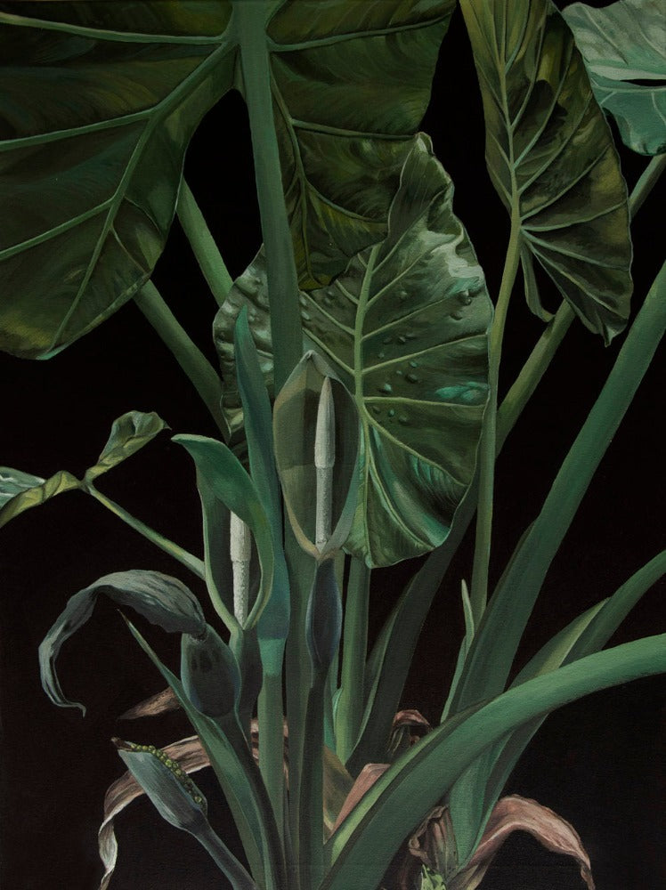elephant ear plant painting Green goddess – Clarissa P. Valaeys Art