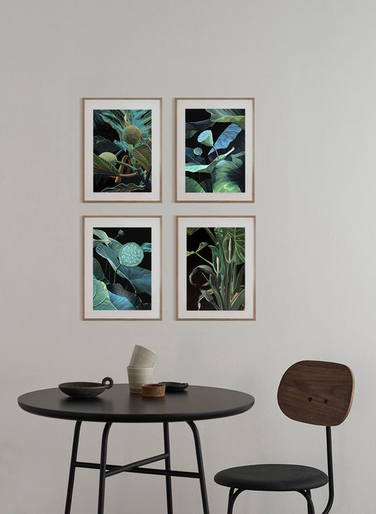 Green plants A4 prints (set of 4)