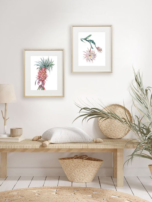 Pink plants A4 prints (set of 2)